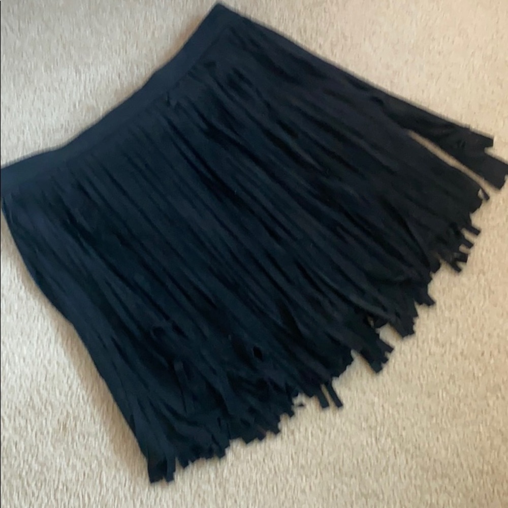BB Dakota Black Tassel Fringe Mini Skirt